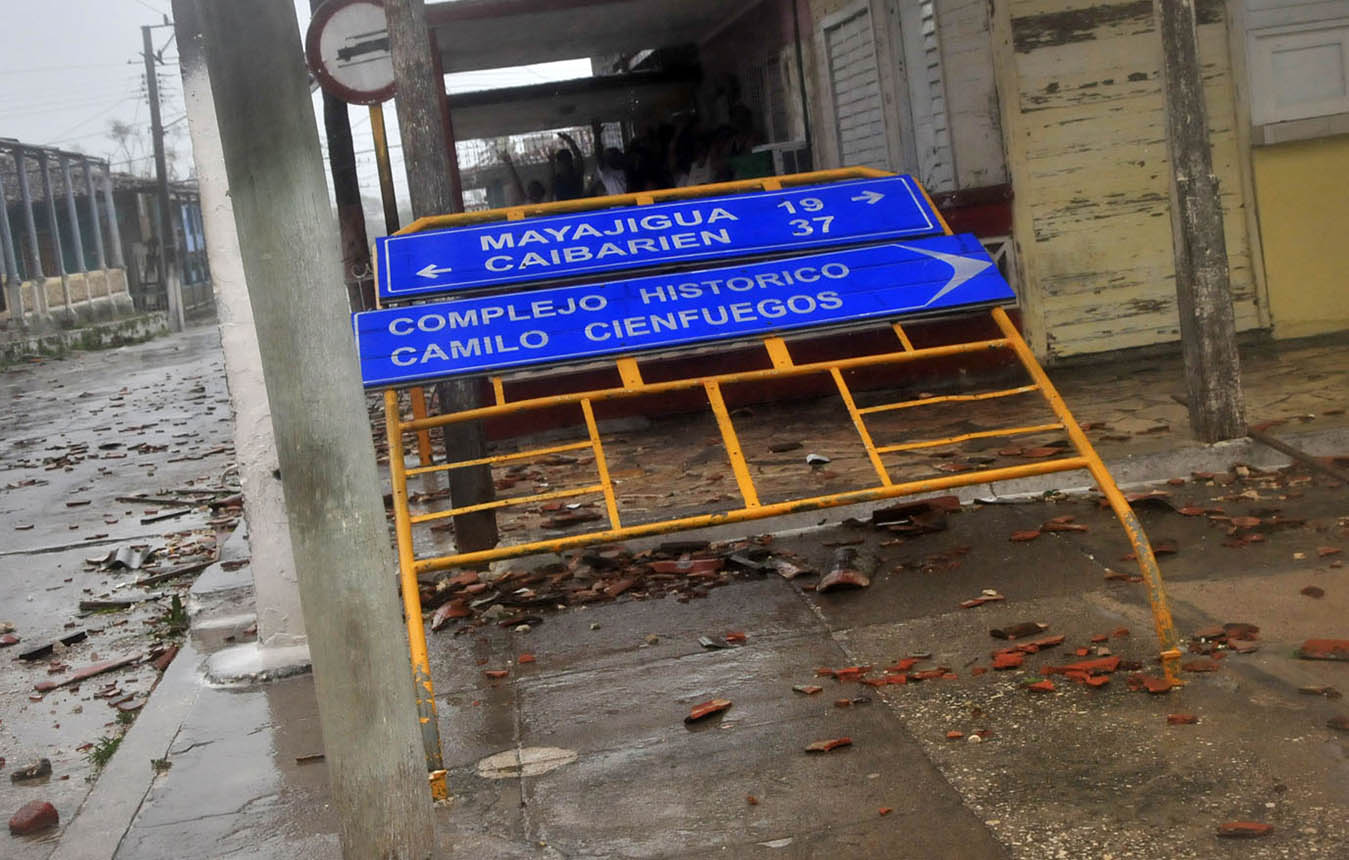 Daños ocasionados por el huracán Irma en Yaguajay, Sancti Spíritus, en su recorrido por la costa norte de Cuba, el 9 de septiembre de 2019.