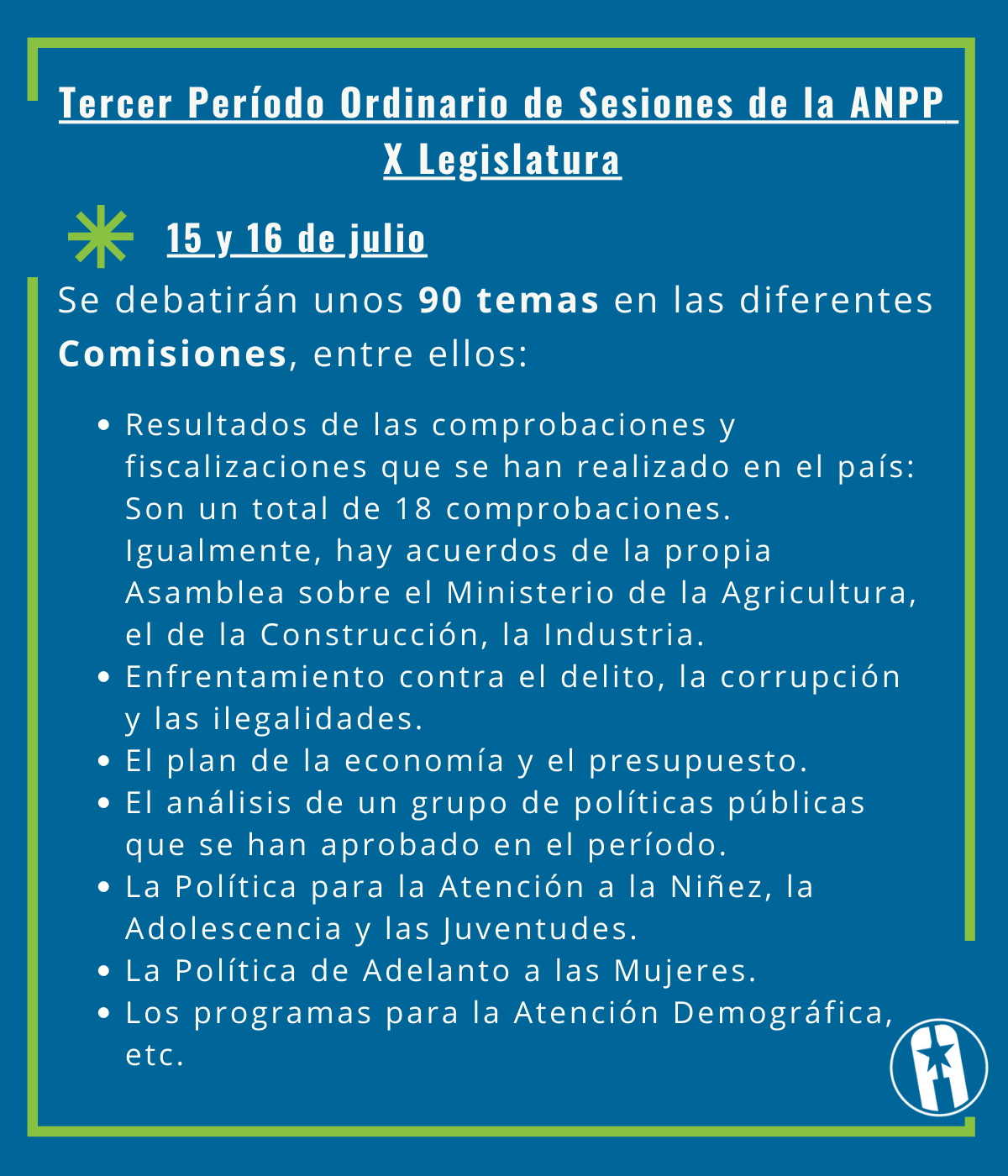 Tercer Período Ordinario de Sesiones de la ANPP Tercer Período Ordinario de Sesiones de la ANPP